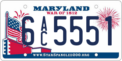 MD license plate 6AC5551