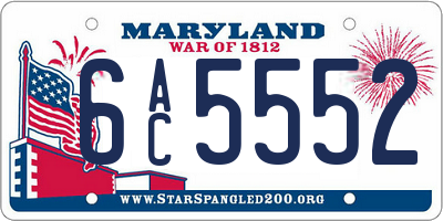 MD license plate 6AC5552