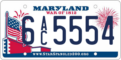 MD license plate 6AC5554