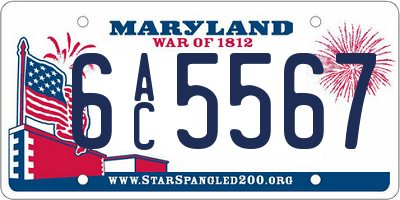 MD license plate 6AC5567