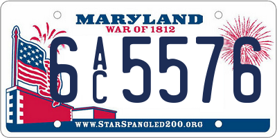 MD license plate 6AC5576
