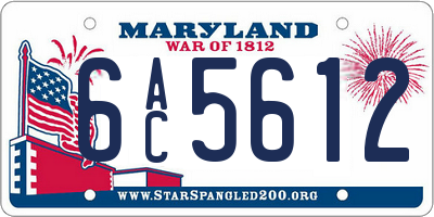MD license plate 6AC5612