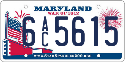 MD license plate 6AC5615