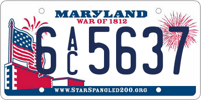 MD license plate 6AC5637