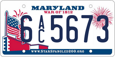 MD license plate 6AC5673