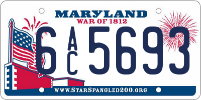 MD license plate 6AC5693