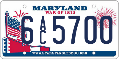 MD license plate 6AC5700
