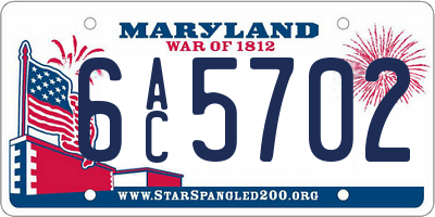 MD license plate 6AC5702