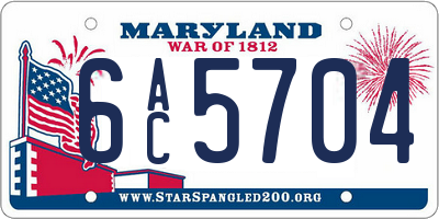 MD license plate 6AC5704