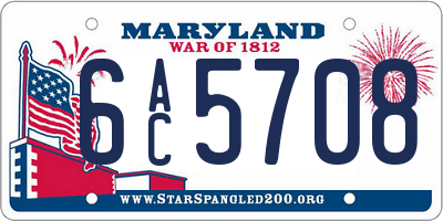 MD license plate 6AC5708