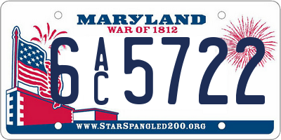 MD license plate 6AC5722