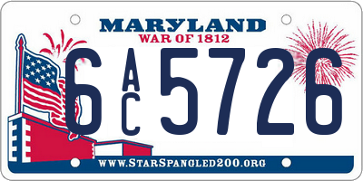 MD license plate 6AC5726
