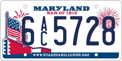 MD license plate 6AC5728