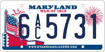 MD license plate 6AC5731