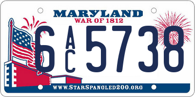 MD license plate 6AC5738