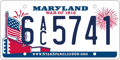 MD license plate 6AC5741