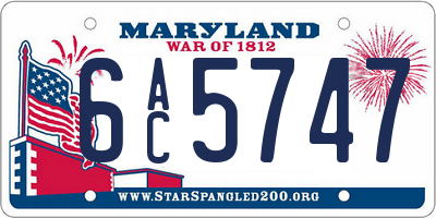 MD license plate 6AC5747