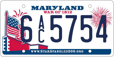 MD license plate 6AC5754