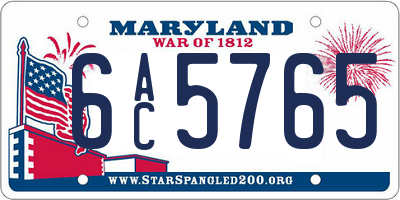 MD license plate 6AC5765