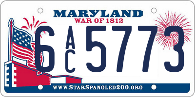MD license plate 6AC5773