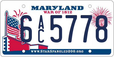 MD license plate 6AC5778