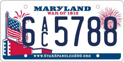 MD license plate 6AC5788
