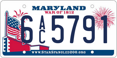 MD license plate 6AC5791