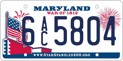 MD license plate 6AC5804