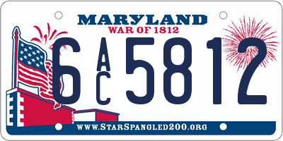 MD license plate 6AC5812