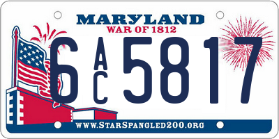MD license plate 6AC5817