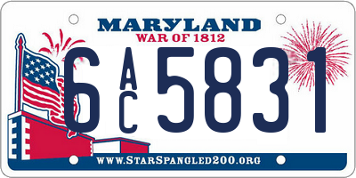 MD license plate 6AC5831