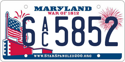MD license plate 6AC5852