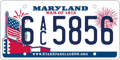 MD license plate 6AC5856