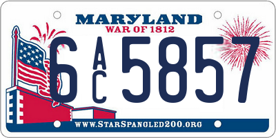 MD license plate 6AC5857