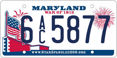 MD license plate 6AC5877