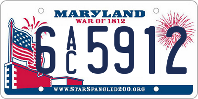 MD license plate 6AC5912
