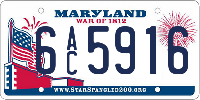 MD license plate 6AC5916