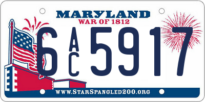 MD license plate 6AC5917