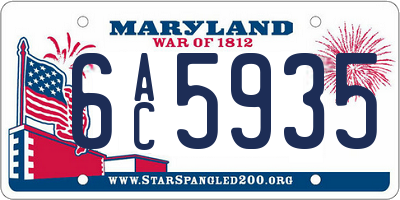 MD license plate 6AC5935
