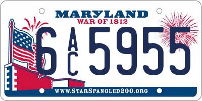MD license plate 6AC5955