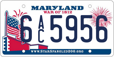 MD license plate 6AC5956