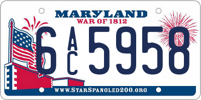 MD license plate 6AC5958