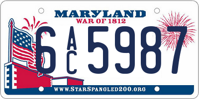 MD license plate 6AC5987