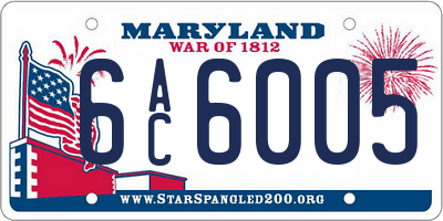 MD license plate 6AC6005