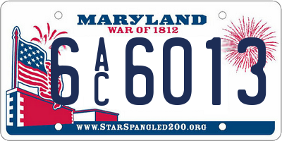 MD license plate 6AC6013