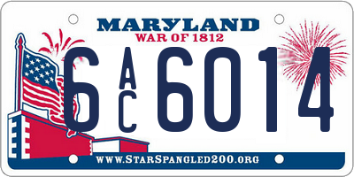 MD license plate 6AC6014
