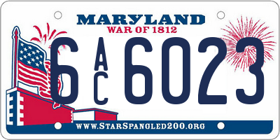 MD license plate 6AC6023