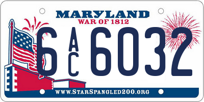 MD license plate 6AC6032