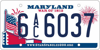 MD license plate 6AC6037