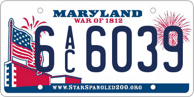 MD license plate 6AC6039